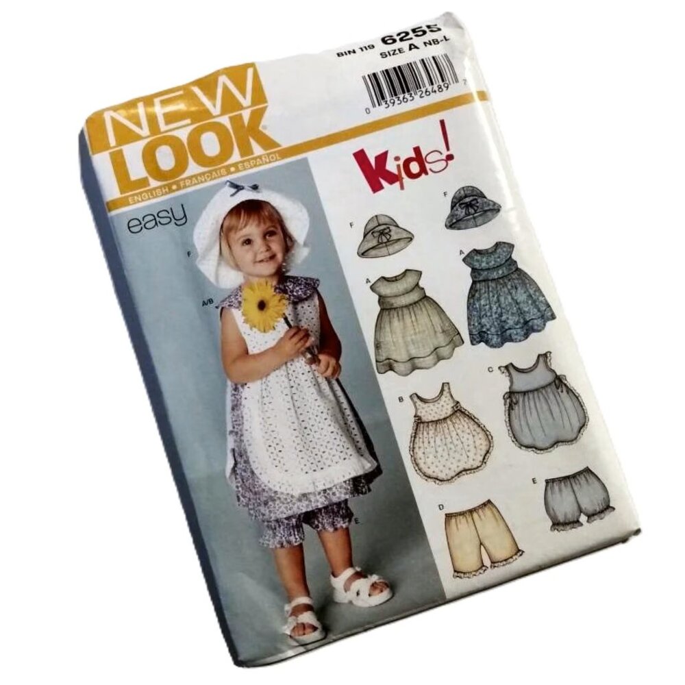Baby Dress Sewing Pattern NB-L Pinafore Bloomers Hat Prairie Victorian 6255